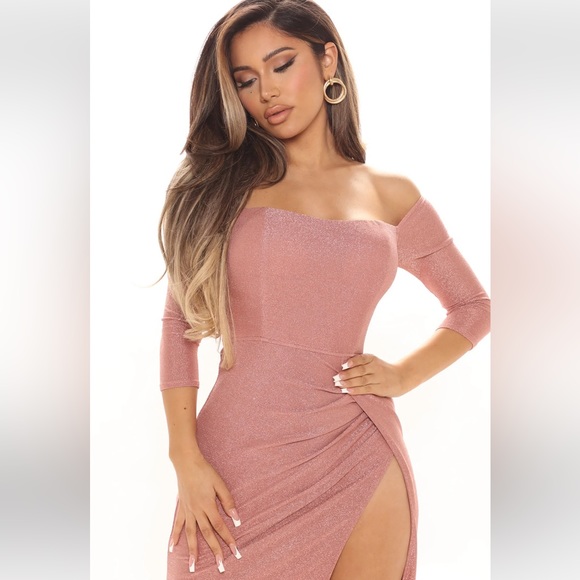 Fashion Nova Jeanette Glitter Maxi Dress in Mauve - Picture 3 of 12